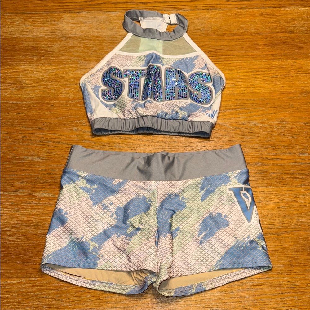 Varsity Shooting Stars Gray and Blue Stars Halter Set